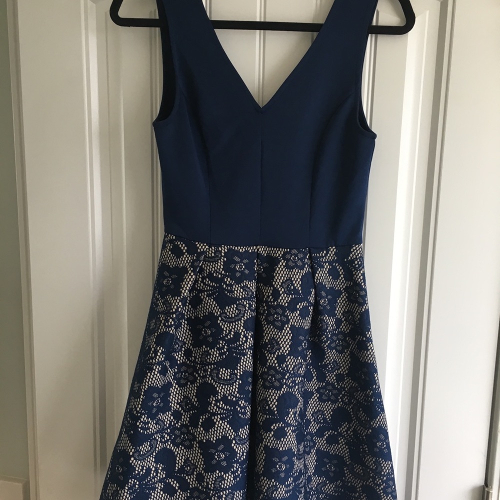 Francesca’s Navy Blue Lace Combo Dress